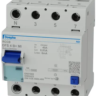 Interruttore differenziale Doepke 40A 30mA 4L t.B+ installazio.mobile N sinistra 