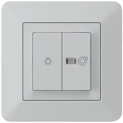 Interrupteur lumineux ENC kallysto.trend gris clair 1/1L symbole lumineux+ventil 