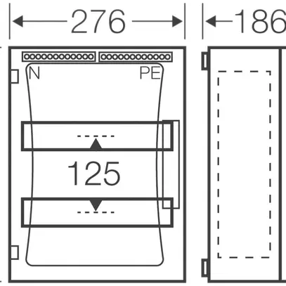 Tableau de distribution AP Hensel 2 rangées, 276×366×186mm 
