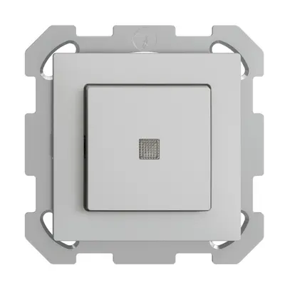 Contact à poussoir lum. ENC EDIZIOdue A-R/1P gris clair, lentille LED jaune 