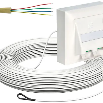 Boîte de déroulement de câble FTTH kit AP, 2×LC-DX, 2.3mm, 90m, blanc, Cca 