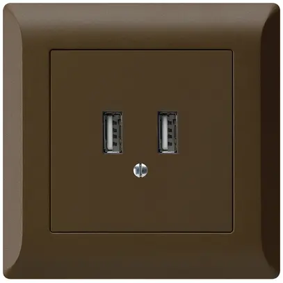 UP-USB-Ladesteckdose Hager kallysto.line 240V 2400mA braun 