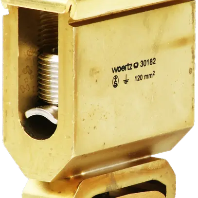 Morsetto di terra componibile Woertz 120mm² raccordo a vite 2×1 guida DIN 35mm 