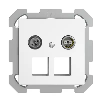 Presa multimedia 19dB INC Edue FM, presa di passaggio, per 2×RJ45 Keystone, bi 