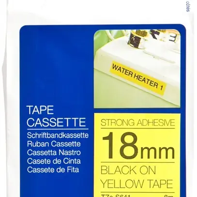 Cassette ruban Brother TZe 18mm×8m jaune/noir 