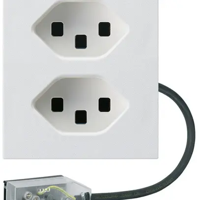 Presa INS 2×tipo 23 Hager FLF per cavo piatto Technofil L2 bianco 