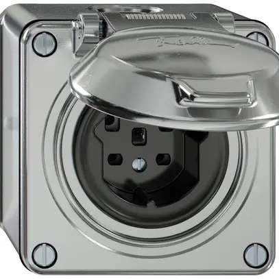 Prise AP ELEMENT SNAPFIX® 1×type 25 16A 440V avec clapet IP20 alu 