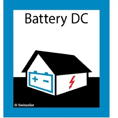 Autocollante blu «Edificio unicamente con accumulatore a batteria»  