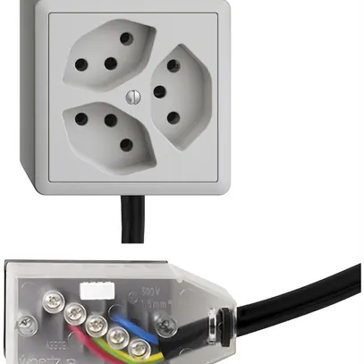 Presa AP EDIZIOdue 3×T13 L3 Snap grigio chiaro, per cavo piatto Technofil 