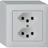 Prise AP kallysto 2×T23 gris clair bornes enfichables 