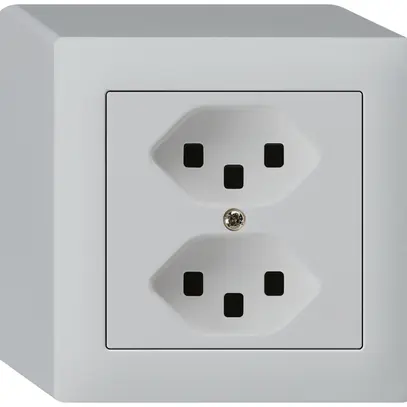 Prise AP kallysto 2×T23 gris clair bornes enfichables 