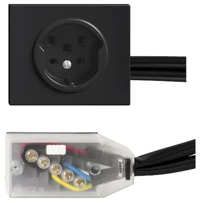 EB-Steckdose FH T25 16A schwarz für Flachkabel Technofil, Steckkl 