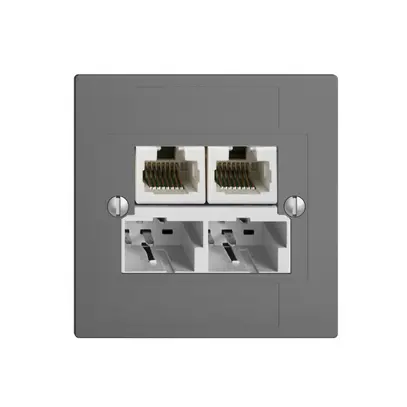 Boîte ENC SOHO 2×TT/2×RJ45/u sép.ITplus EDIZIOdue gris foncé 