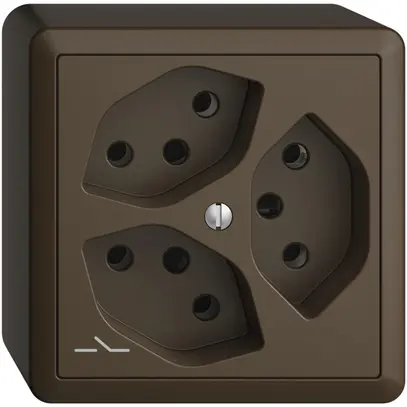 Prise AP EDIZIOdue 3×T13 coffee 1×S 