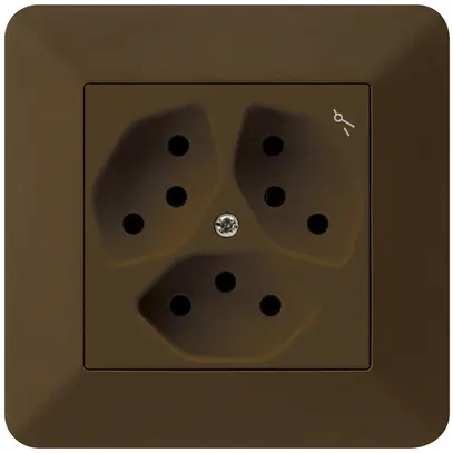 Prise ENC kallysto.trend 3×T13 brun avec sécurité enfants 