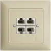 Prise ENC 4×RJ45/u 4P sép.EDIZIOdue vanille, ITplus 
