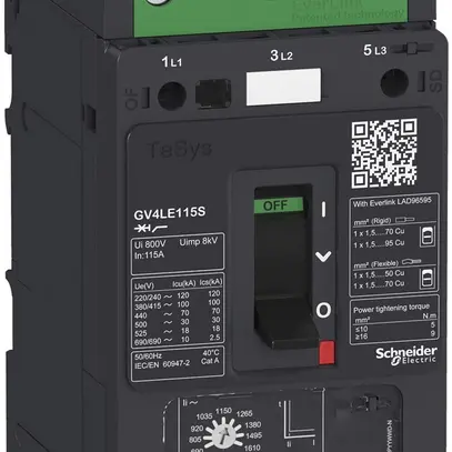 Salvamotore Tesys GV4LE50B, 50A, magnetica, 25KA 