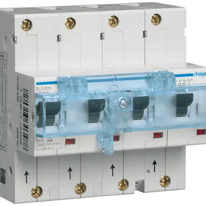 Disgiuntore Hager MCB 4P 230V caratteristica di intervento E 25A 25kA 2UM 