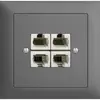 Presa INS 4×RJ45/u 4P sep.EDIZIOdue grigio scuro ITplus 