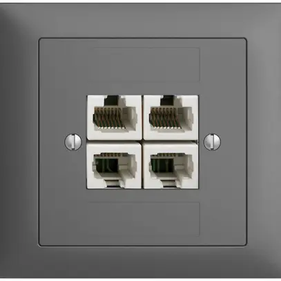 Prise INC 4×RJ45/u 4P sép.EDIZIOdue gris foncé, ITplus 