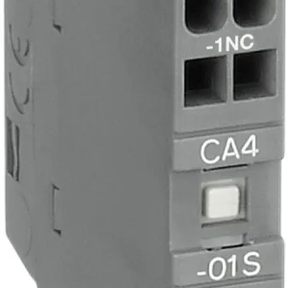 Blocco di contatti ausiliare ABB CA4-01S, 1R 4A AC-15, frontale 