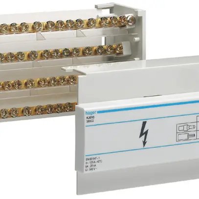 Distributore a barra ottone Hager 4L 125A 2×25/10×16mm² 