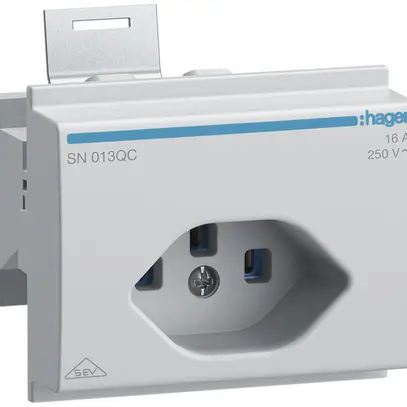 Prise INC Hager type 13 pour montage DIN avec bornes enfichables gris 