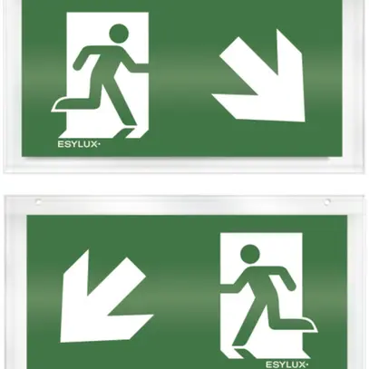 Pannello con pittogramma ESYLUX per SLX bifacciale, freccia verso il basso d/s 