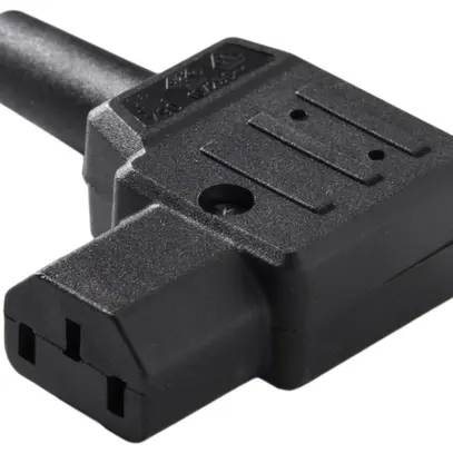 Prise d'appareils type C13 (F) ELBRO 10A 230VAC coudé plat max.70°C noir IP20 