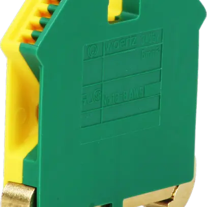 Borne de terre joignable Woertz 2.5…6mm² vis 2×1 rail DIN 35mm vert/jaune 