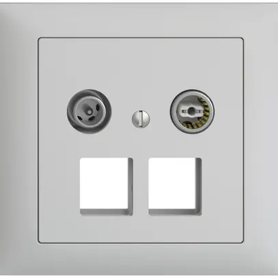 Prise multimédia 15dB INC EdizioDUE FKE, prise d.passage, p.2×RJ45 Keystone, grc 