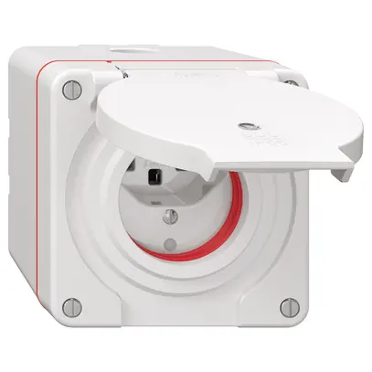Prise NAP NEVO, 1×T23, IP55 d'après SN 441011, a.joint rouge, a.LED, blanc 
