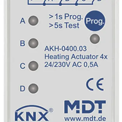 Actionneur de chauffage KNX AMD MDT AKH-0400.03 4-can 0.5A 24…230V 2UM 