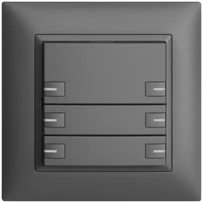 Poussoir ENC KNX 6× EDIZIOdue gris foncé RGB avec LED 
