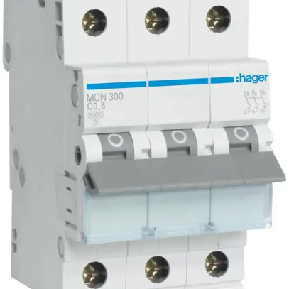 Disgiuntore Hager MCB 3P 415V tipo C 0.5A Icn 6kA 3UM 