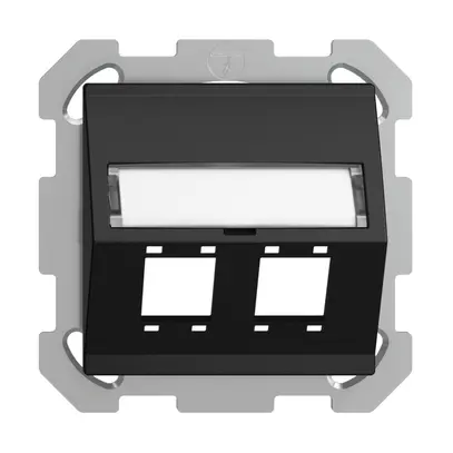 UP-Montageset EDIZIOdue FM Schrägauslass 2×R&M Kat.5e/6/LC spezial, schwarz 