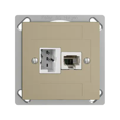 Presa INS 1×T+T,1×RJ45/u 4P EDIZIOdue ITplus ITM sand 