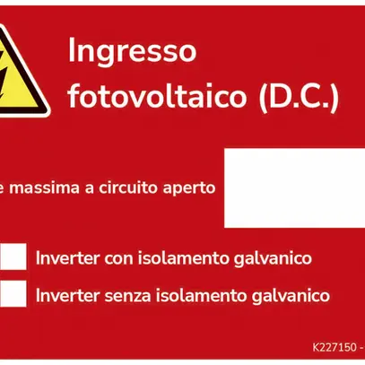 Autocollant d'avertissement ELBRO Ingresso fotovoltaico danger élec.90×60mm ro 
