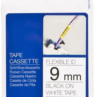 Cassette ruban Brother TZe-FX221 Flex 9mm×8m, blanc/noir 