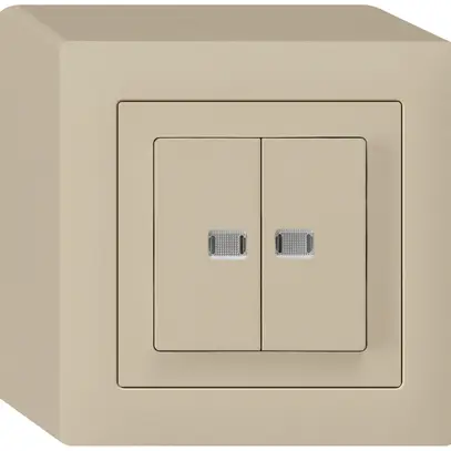 Interruttore pulsante luminoso AP kallysto 1/3+3/1 con 2 lenti beige 