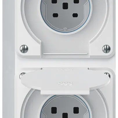 Combinazione AP robusto 2×1, 2×presa T25 IP55 bianco 