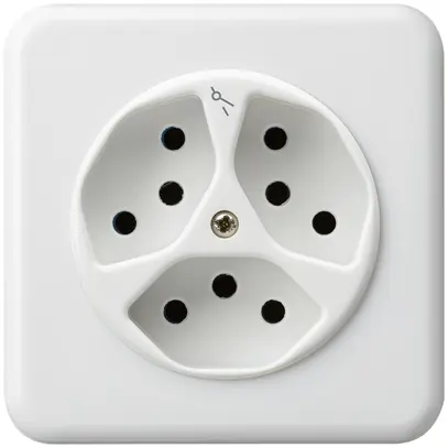 Prise ENC basico 3×type 13/1 blanc avec sécurité enfants 