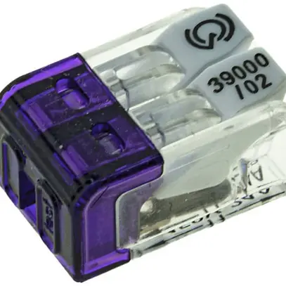 Verbindungsklemme Woertz 2P 0.2…2.5mm² mit Betätigungshebeln violett transparent 