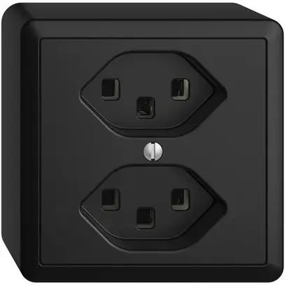 Presa AP 2×T23 16A EDIZIOdue nero con morsetti innest. 