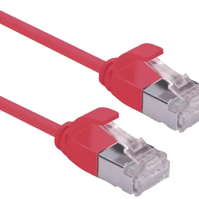 Cavo patch RJ45 ROLINE slim, cat.6A (TIA) U/FTP, AWG32, LSZH rosso, 0.3m 
