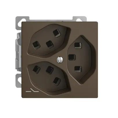 Presa AP 3×T23 Feller EDIZIOdue FXCO54, 1×separato, morsetti a innesto, coffee 