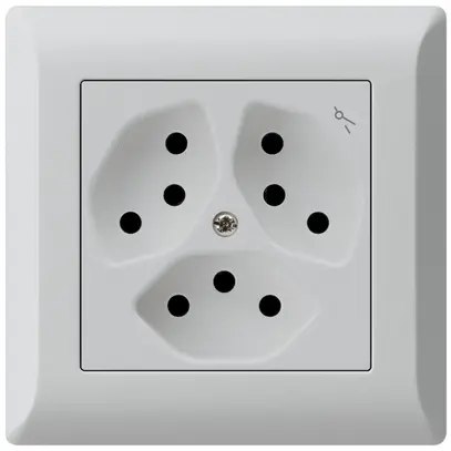 Prise ENC kallysto.line 3×T13 gris clair avec sécurité enfants 