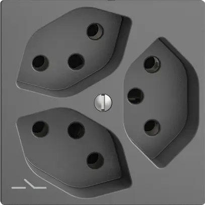 Prise ENC EDIZIOdue 3×T13 gris foncé, 1×S avec shutter 