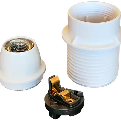 Fassung Elektrogros E14 Thermoplast mit Anschlag weiss 