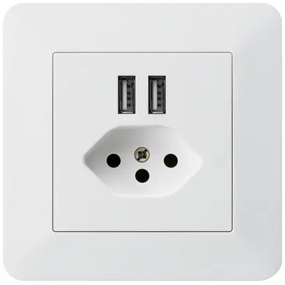 Prise ENC 2×USB & T13 kallysto.trend 2400mA blanc 